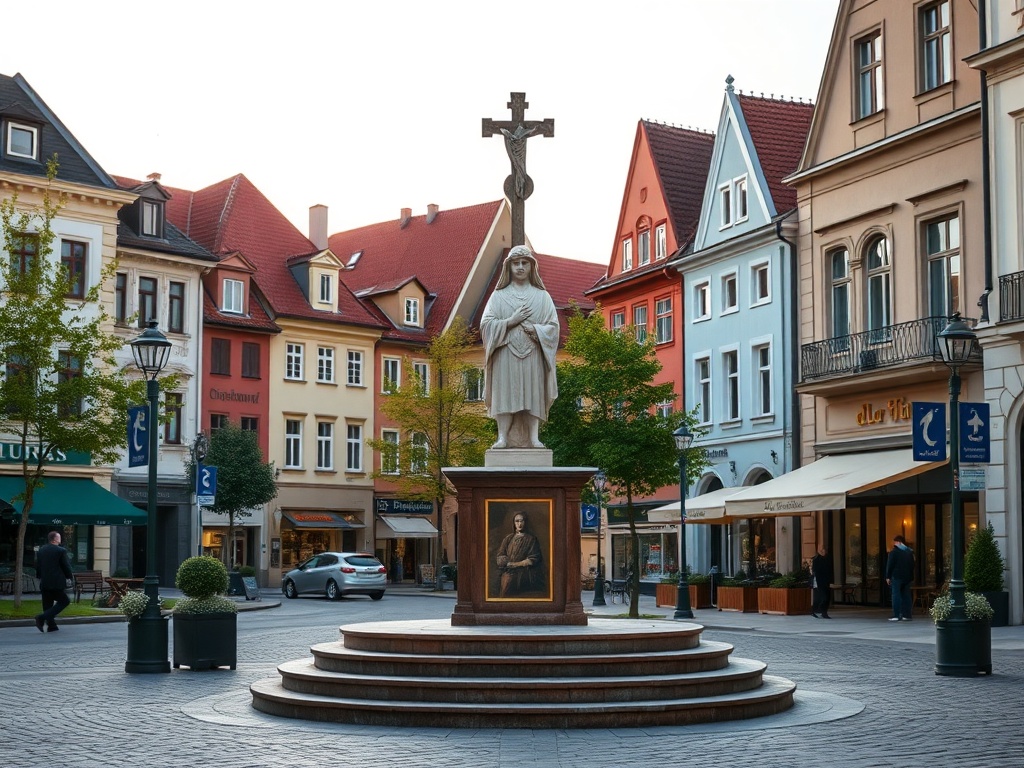 Ilustracja przedstawiająca stadion piłkarski Gryfa Słupsk i symbol medycyny holistycznej, nawiązująca do wydarzeń w Słupsku.